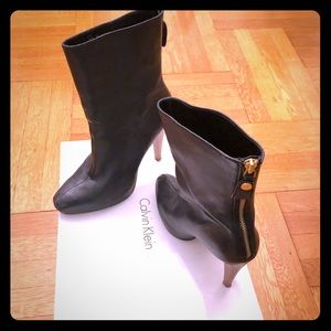 Mid-Calf Calvin Klein Bootie in Black